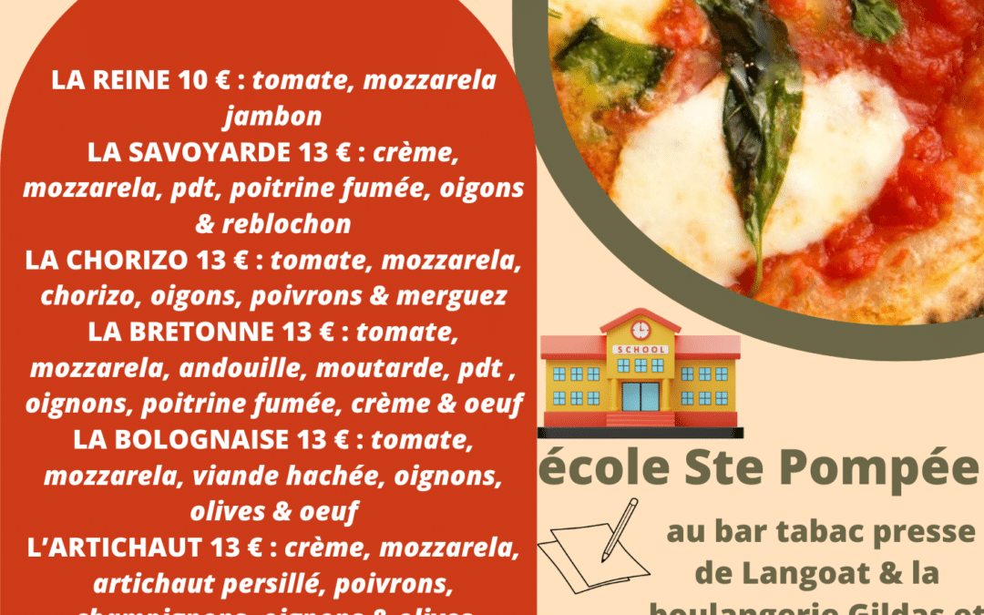 Soirée PIZZA organisée par l’école Sainte Pompée